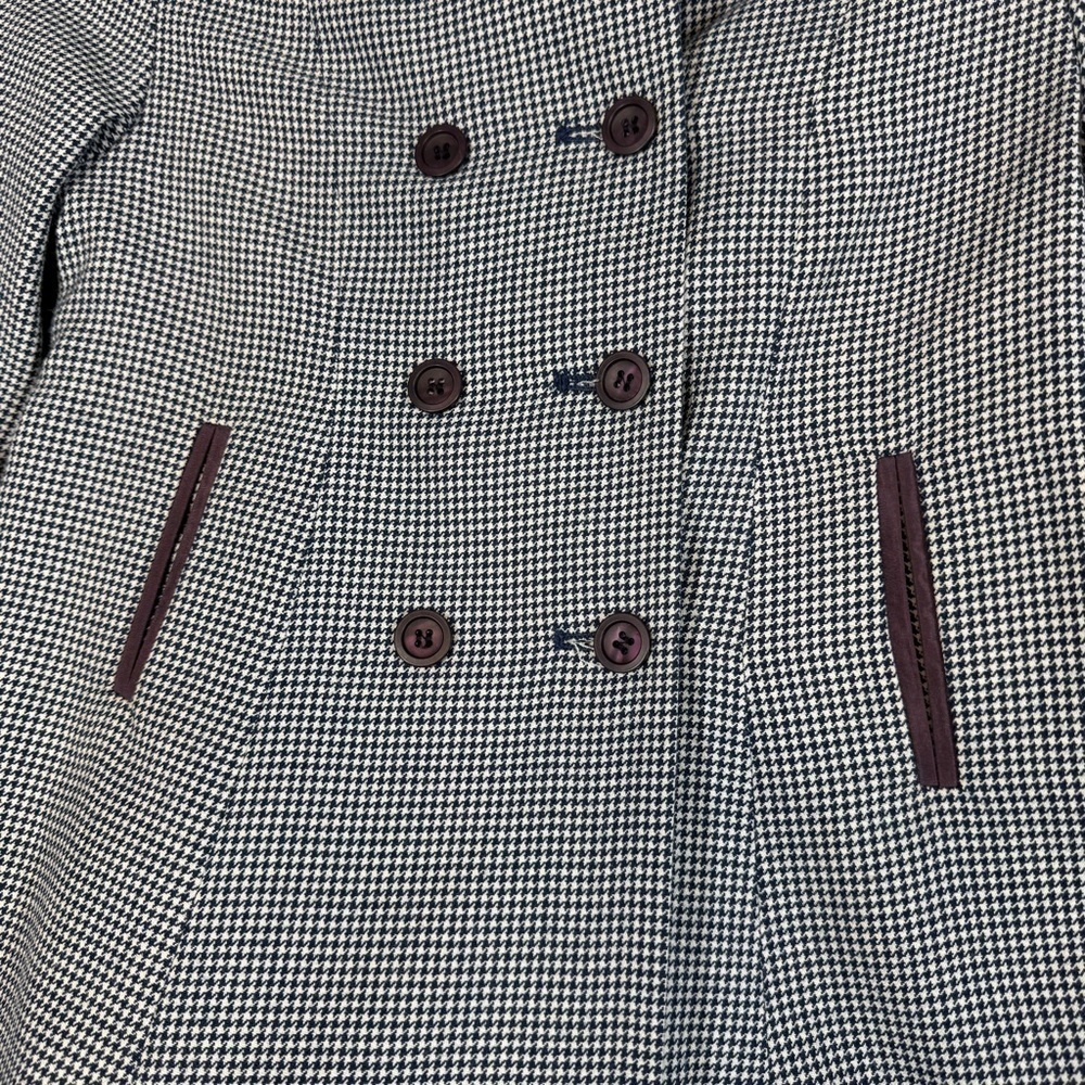 Kids Vintage Holt Renfrew Houndstooth Burgundy Collar Academia Coat 6 - Picture 6 of 16